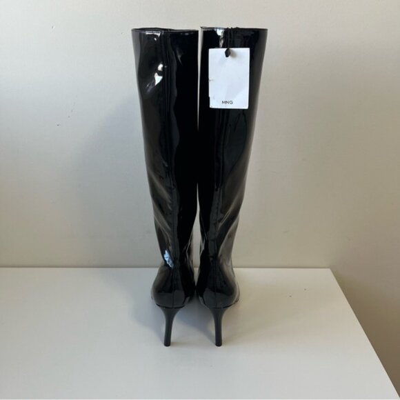 MANGO Aqua Patent Leather Knee Length Boots - Picture 11 of 16